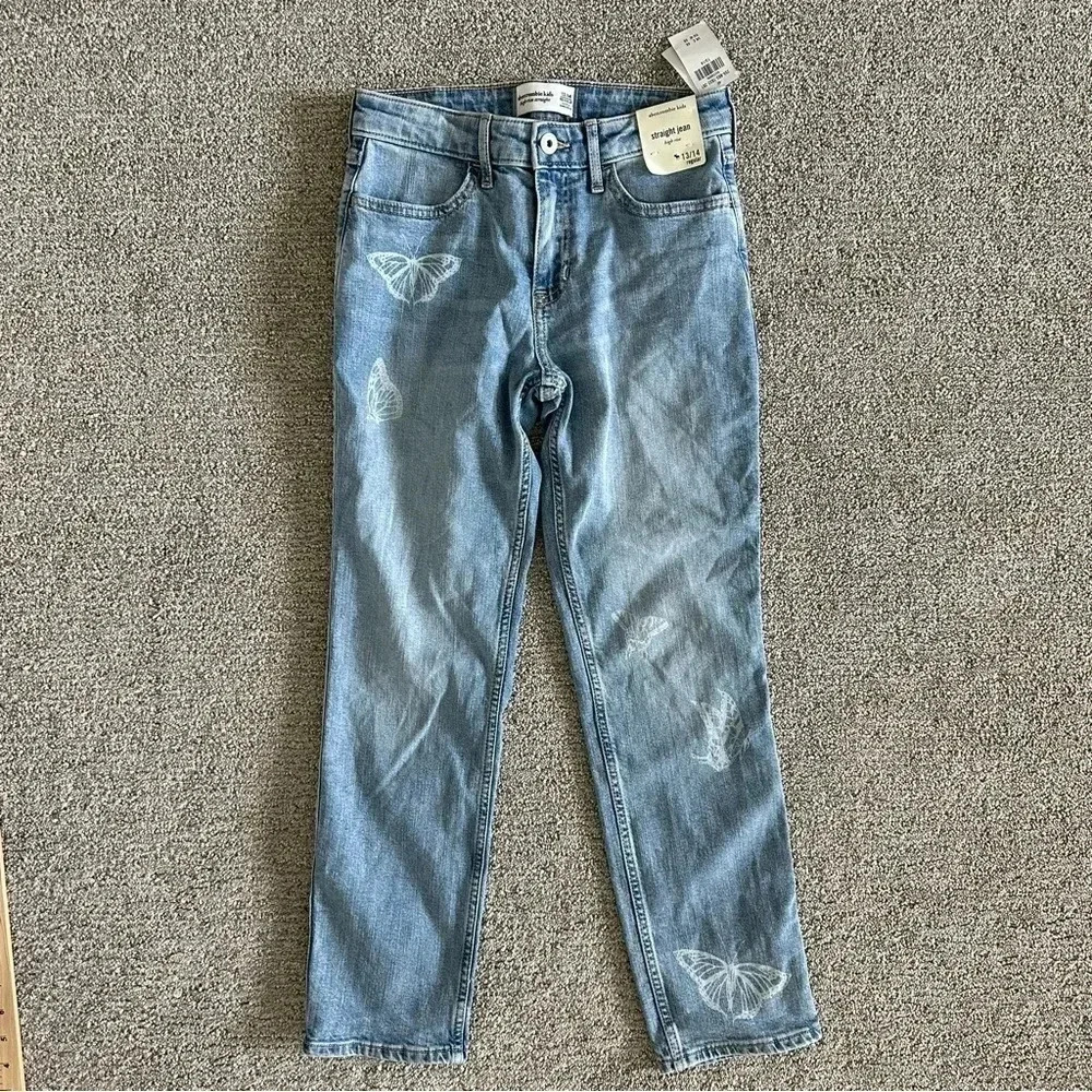 Abercrombie Kids High Rise Straight‎ Jeans Butterfly Size 13/14